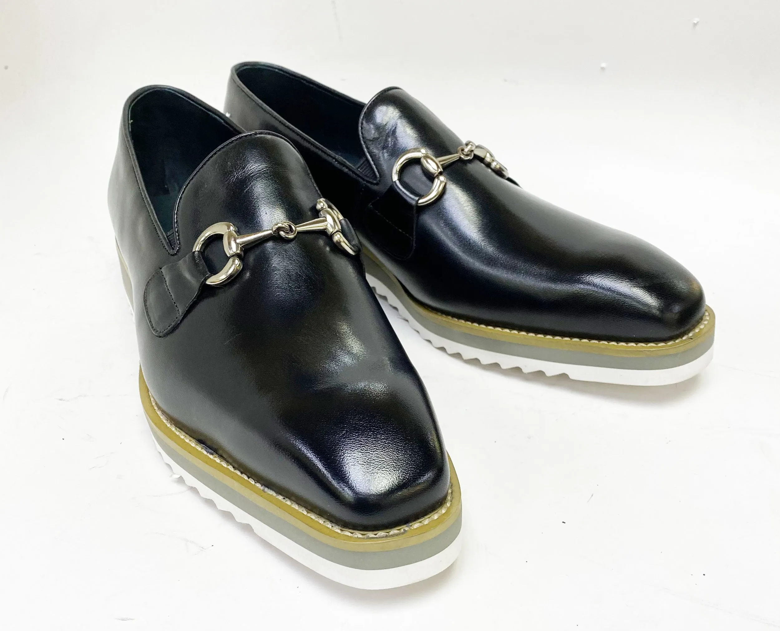 Mocassin à glissière en veau avec mors de cheval noir