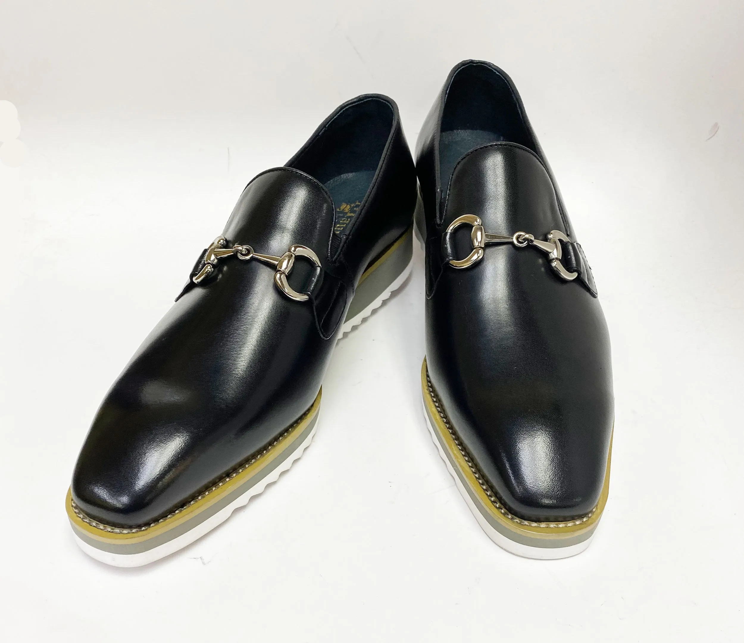 Mocassin à glissière en veau avec mors de cheval noir