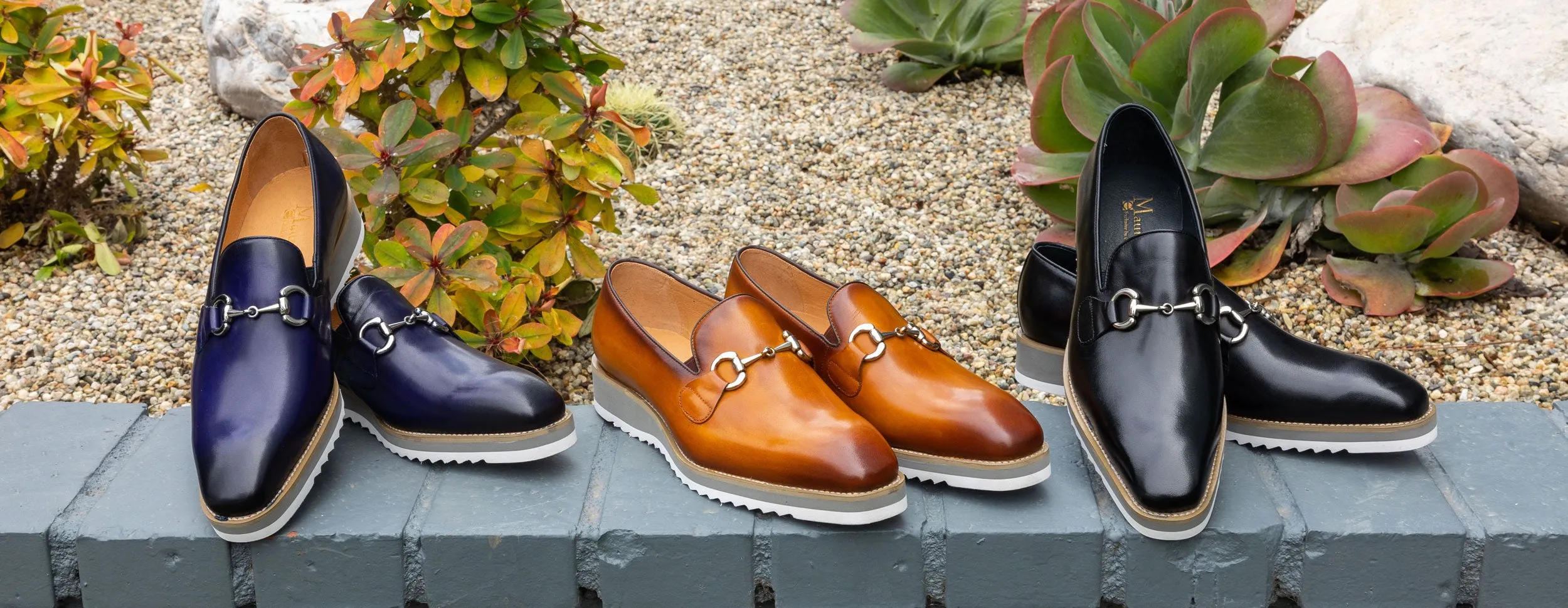 Mocassin à glissière en veau avec mors de cheval noir