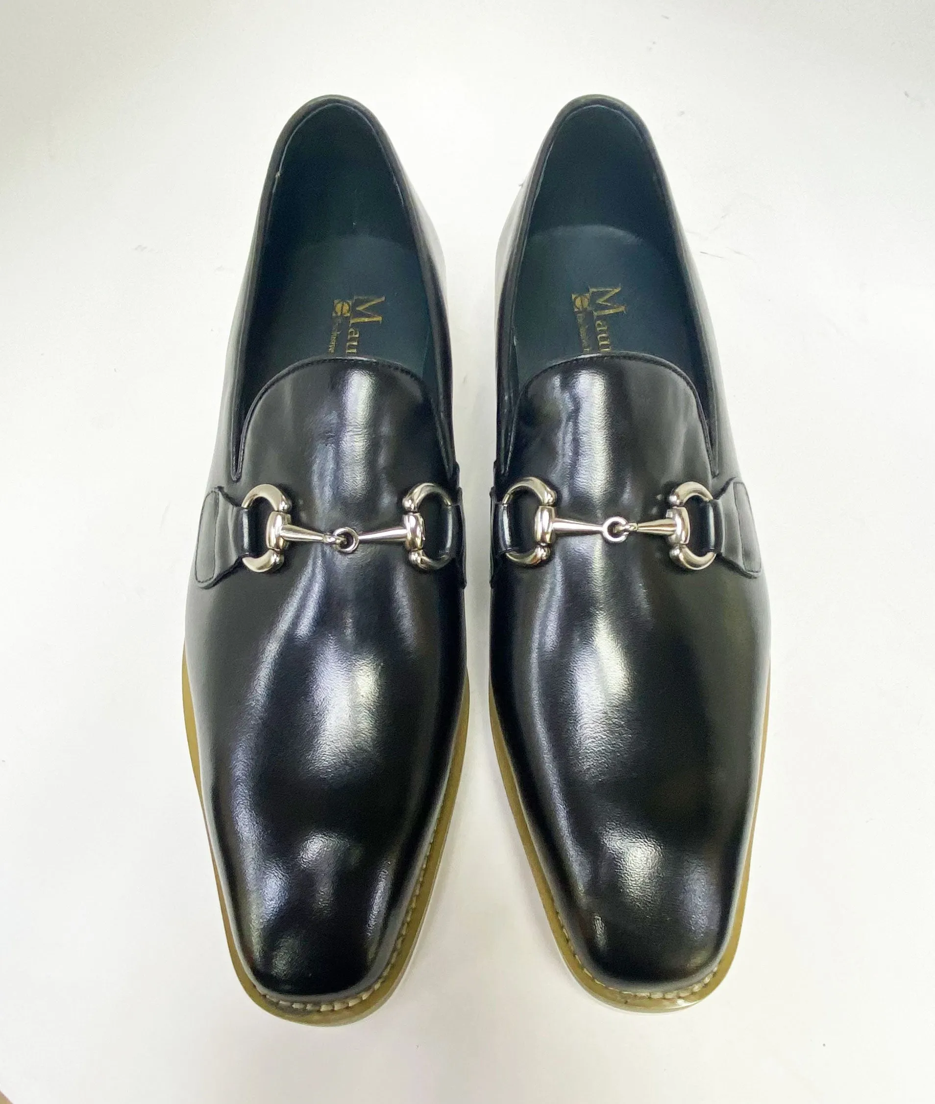 Mocassin à glissière en veau avec mors de cheval noir