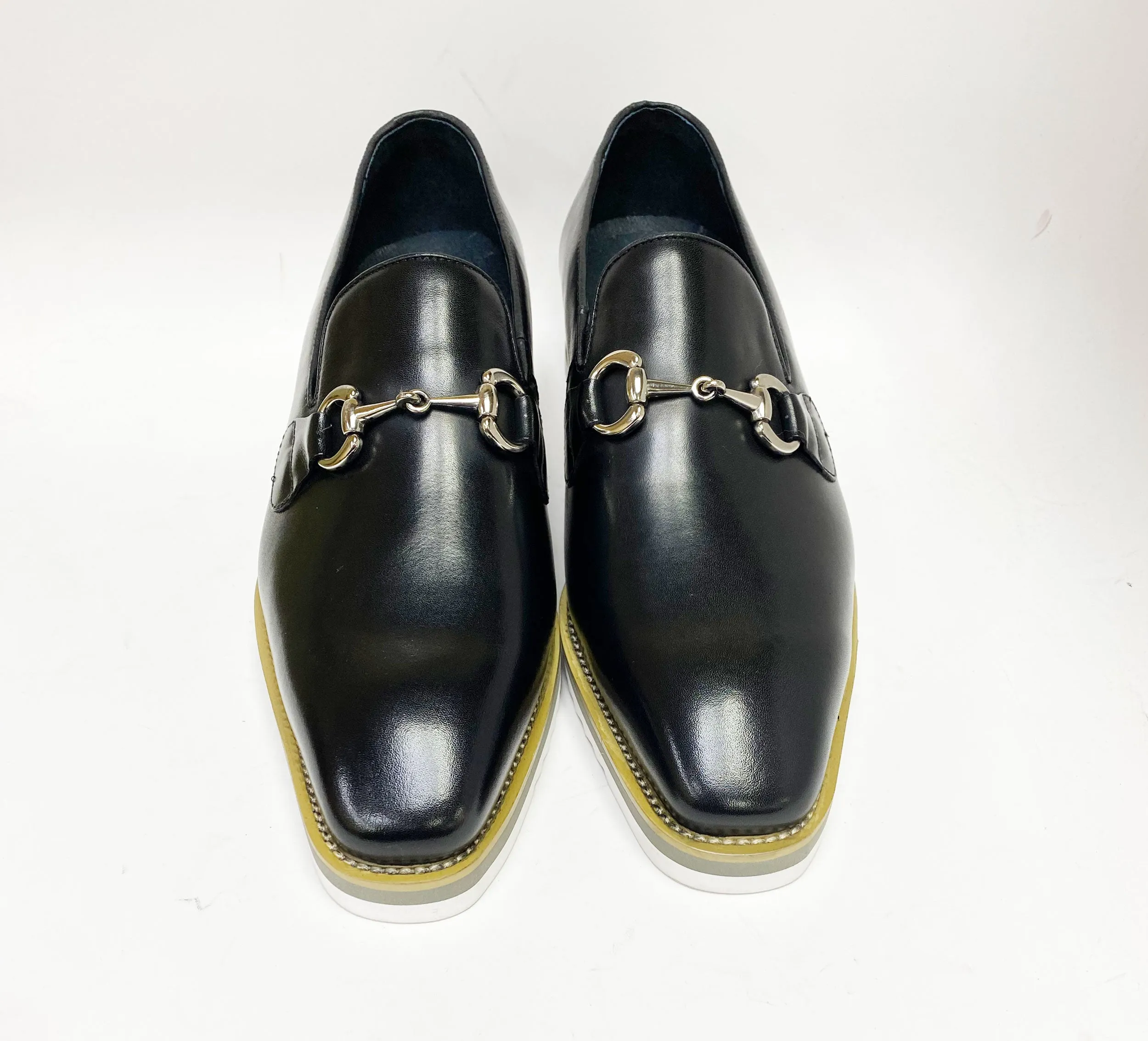 Mocassin à glissière en veau avec mors de cheval noir