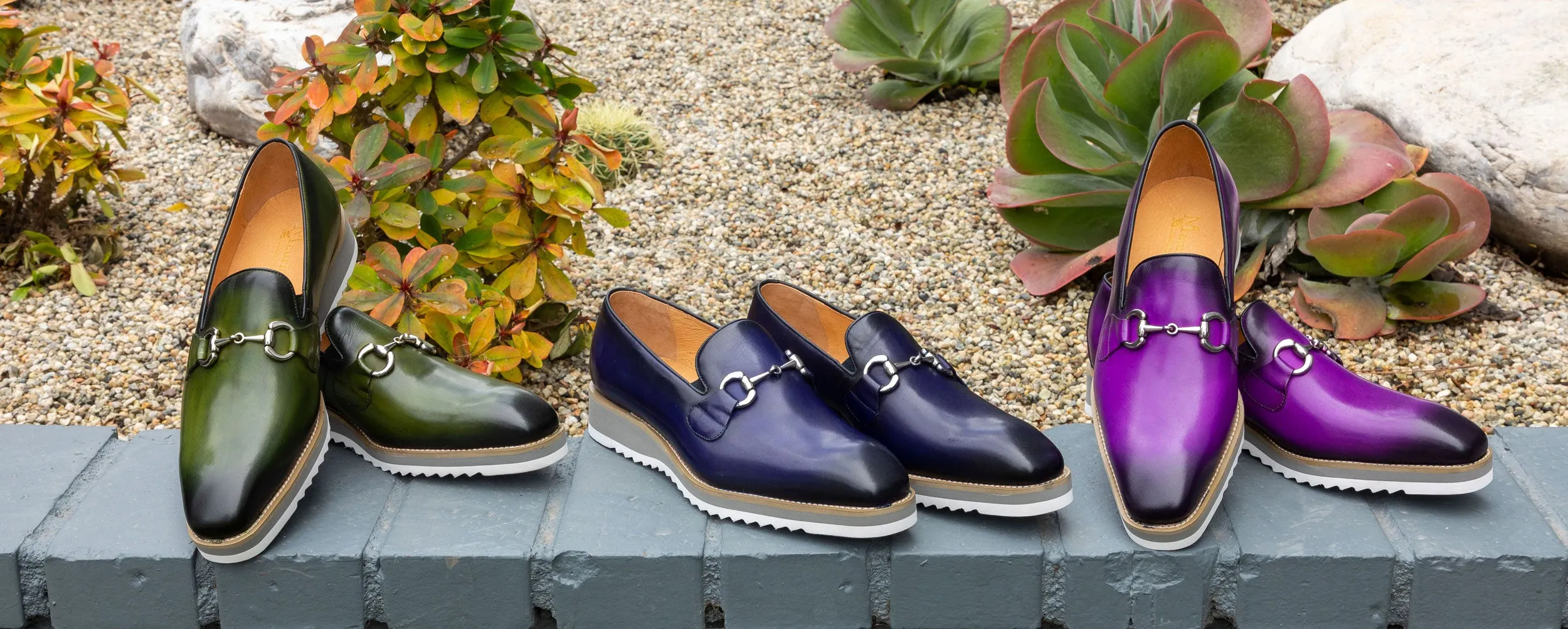 Mocassin à glissière en veau avec mors bleu