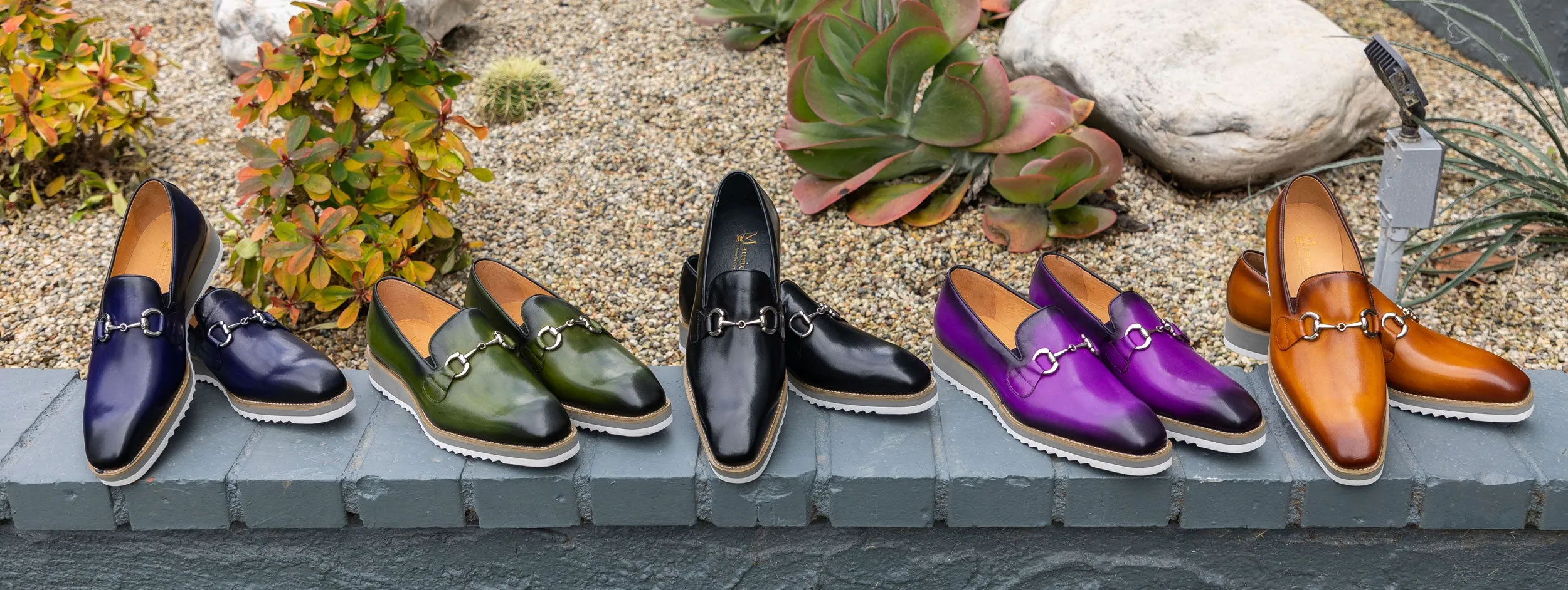 Mocassin à glissière en veau avec mors bleu