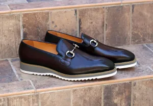 Mocassin à enfiler en veau avec mors marron