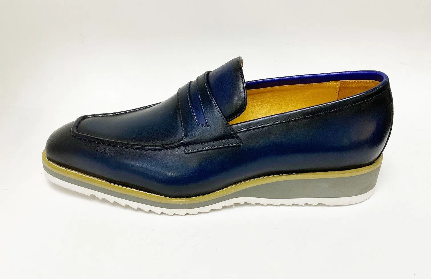 Mocassin Penny en veau bleu à enfiler