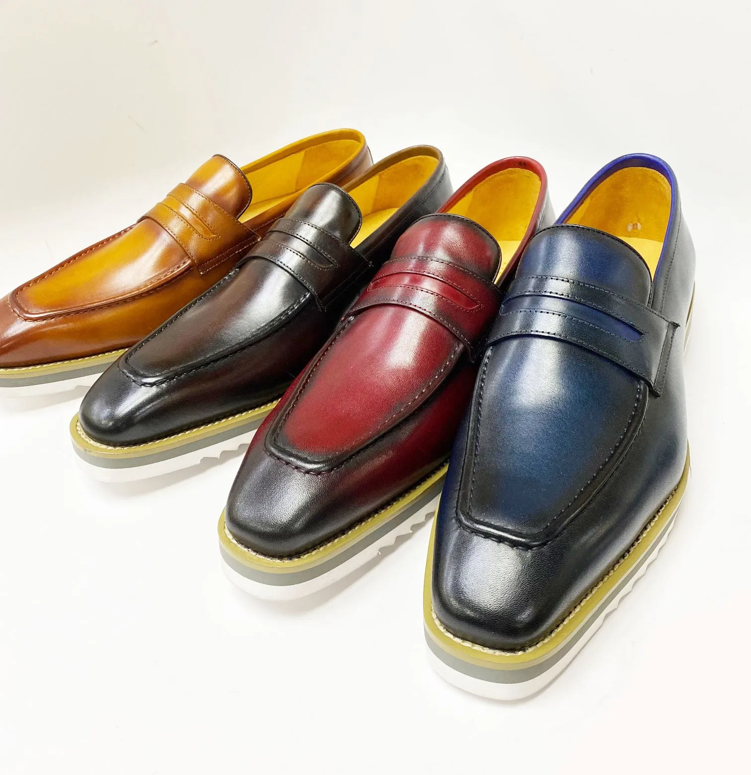 Mocassin Penny en veau bleu à enfiler