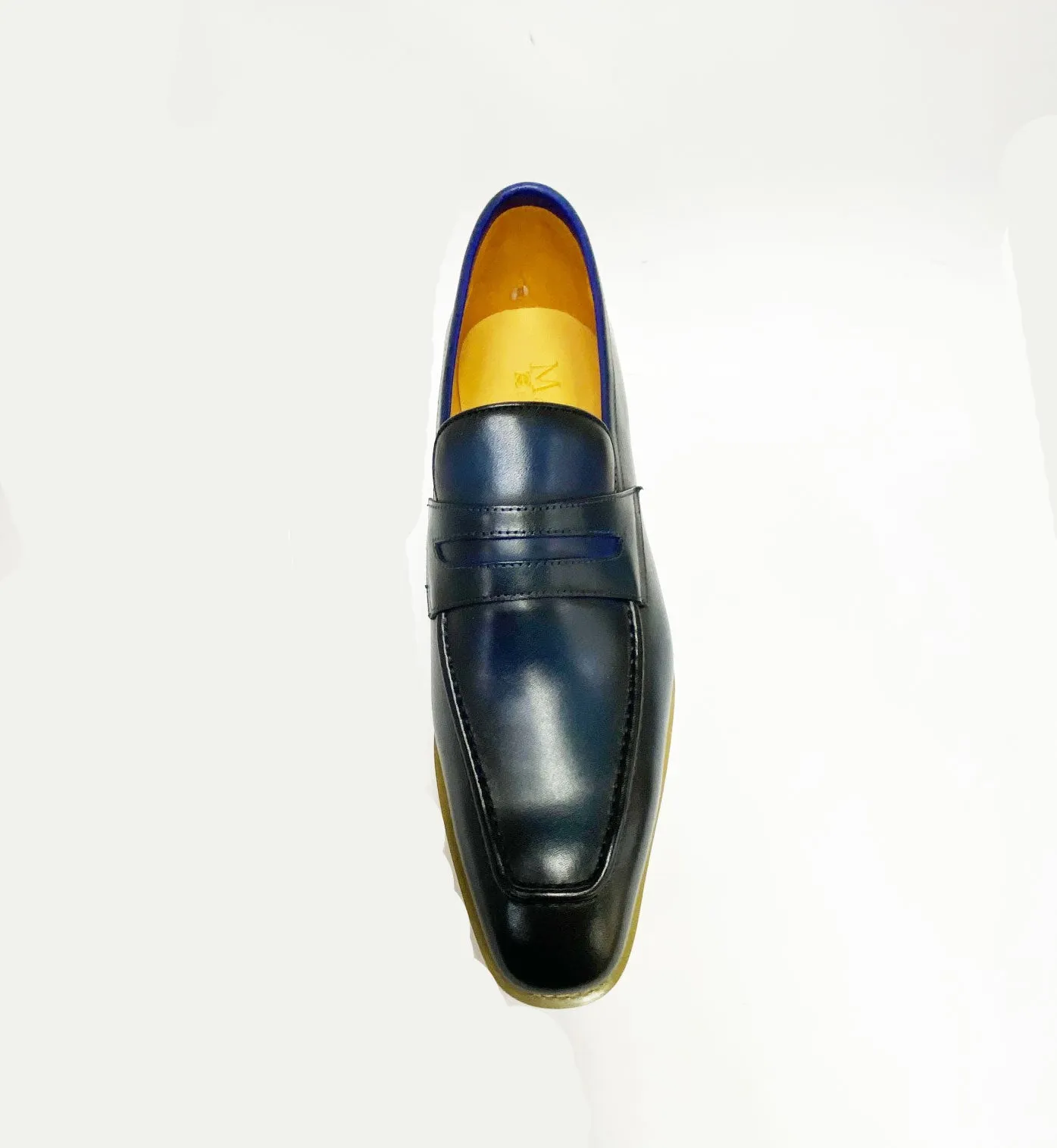 Mocassin Penny en veau bleu à enfiler
