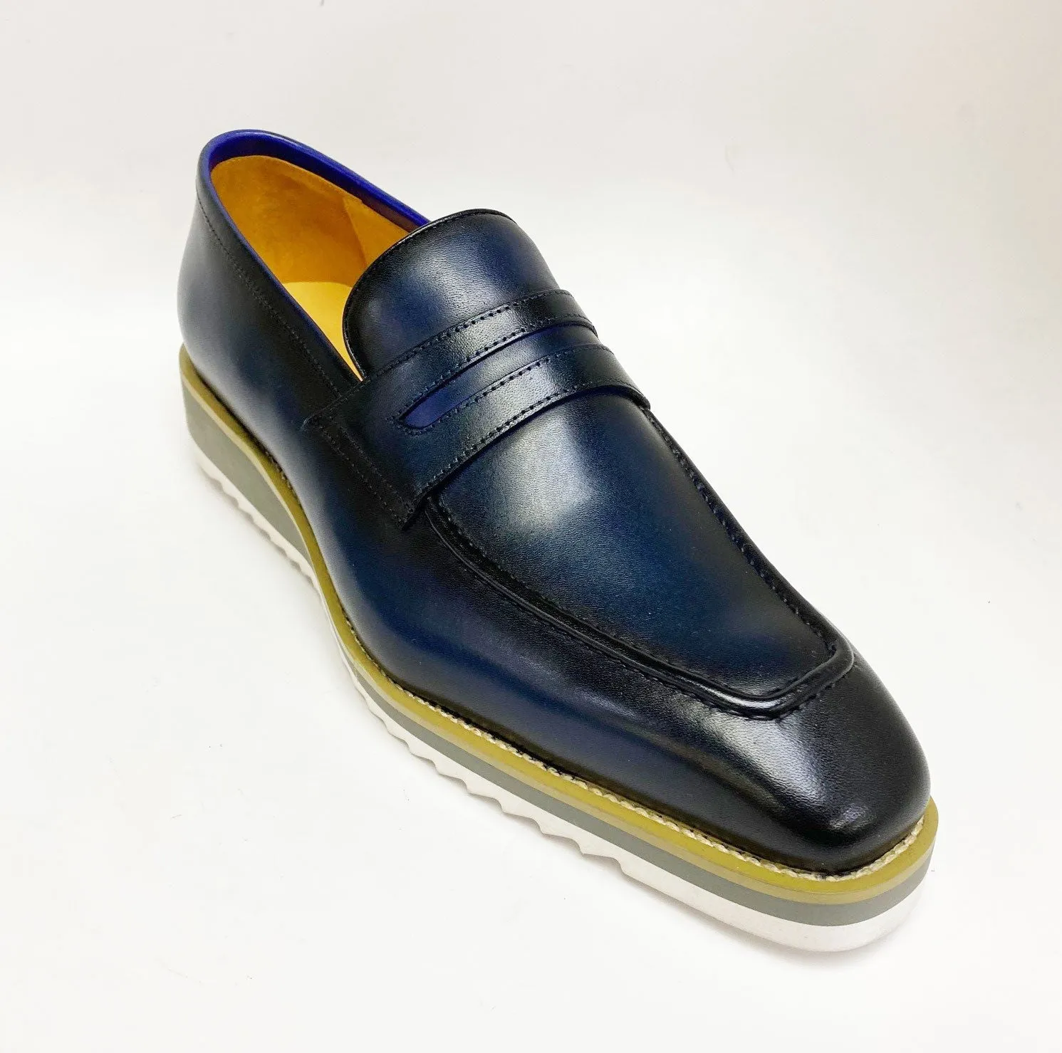 Mocassin Penny en veau bleu à enfiler