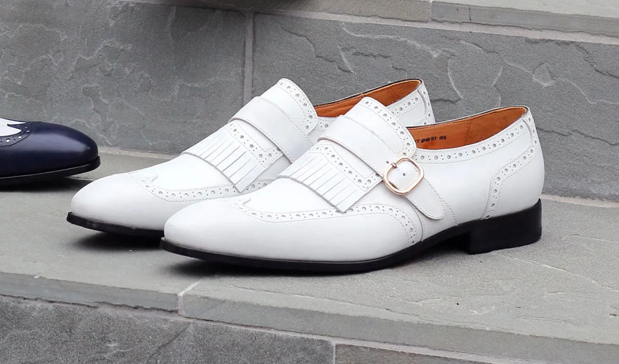 Chaussure en veau blanche à enfiler