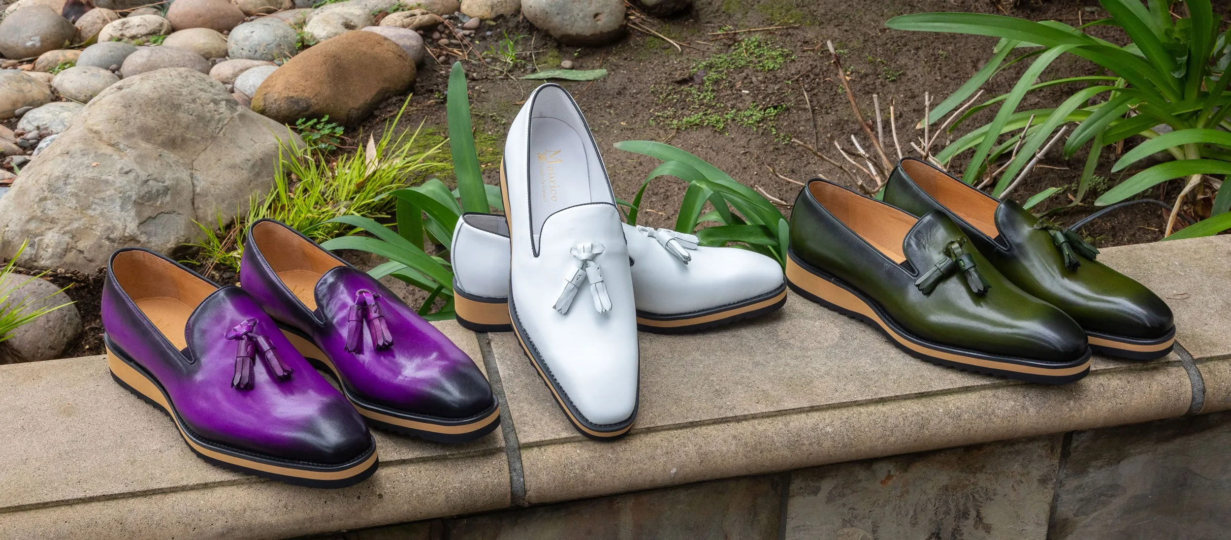 Mocassin à gland en veau violet sans lacets
