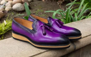 Mocassin à gland en veau violet sans lacets