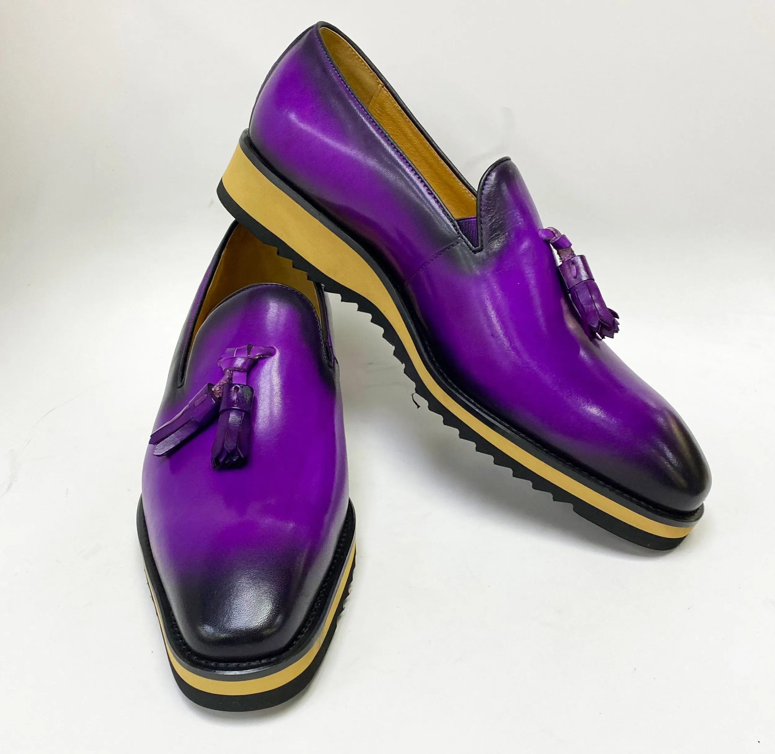 Mocassin à gland en veau violet sans lacets