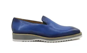 Mocassin Venise en veau à enfiler Océan/Bleu