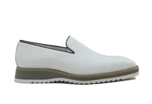 Mocassin vénitien sans lacets en veau blanc