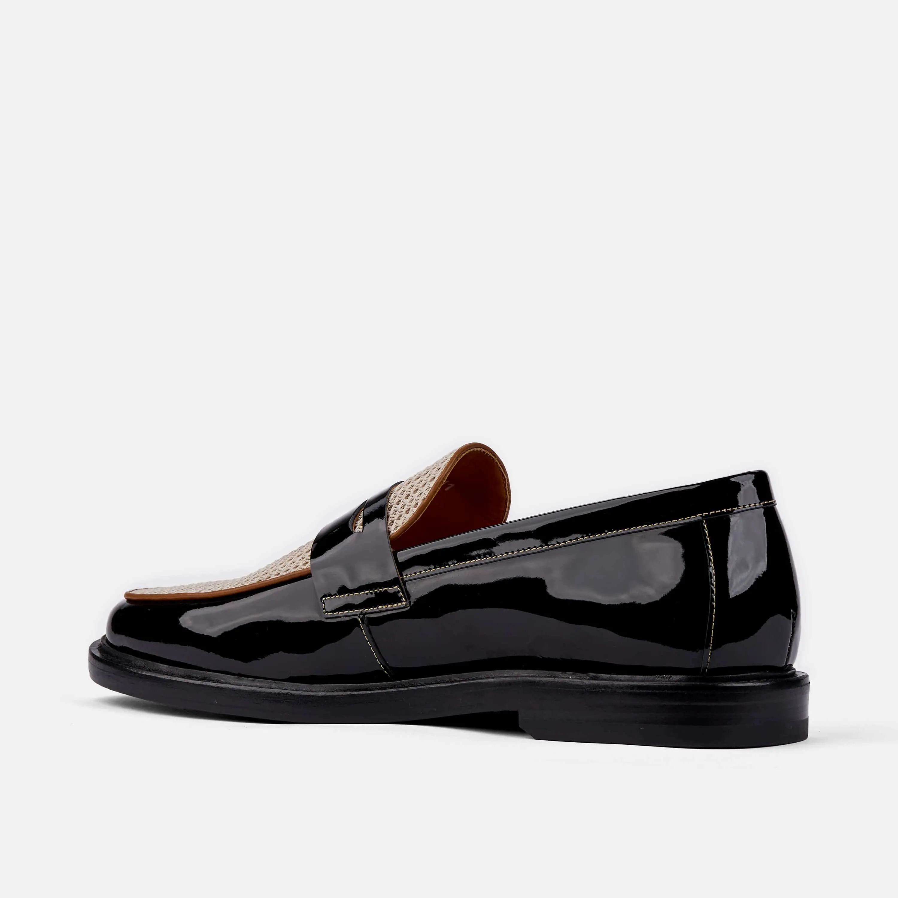 Mocassins Penny Calum en Cuir Noir/Blanc