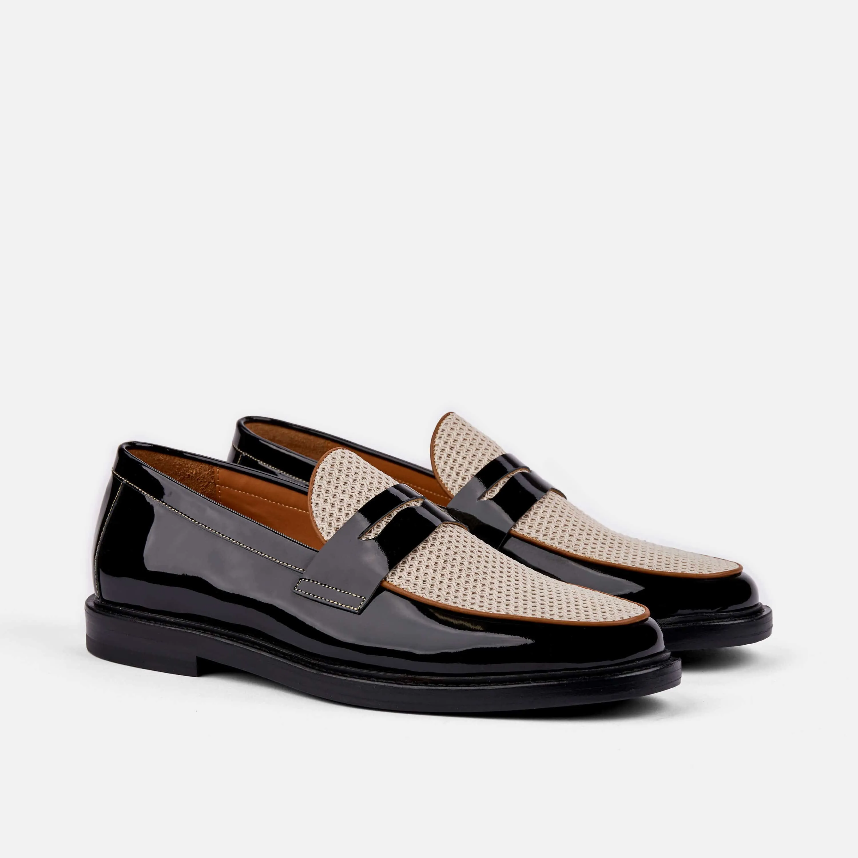 Mocassins Penny Calum en Cuir Noir/Blanc
