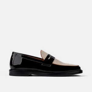 Mocassins Penny Calum en Cuir Noir/Blanc