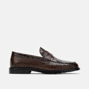 Mocassins Penny en cuir de crocodile marron Calum