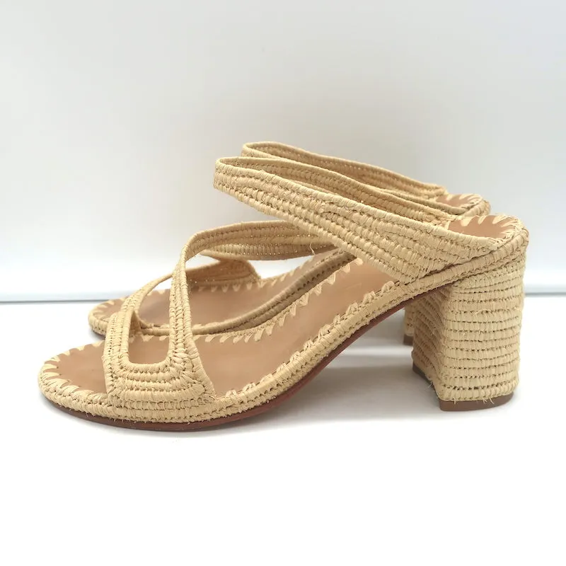 Carrie Forbes Salah Sandales en Rafia Naturel Taille 41 Mules à Talon Haut