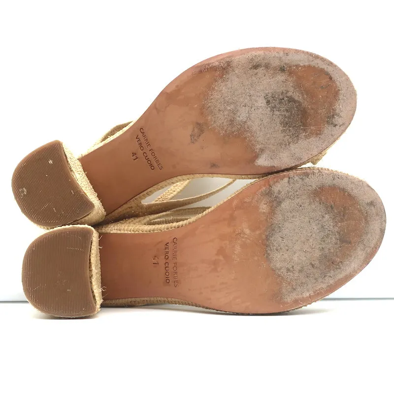 Carrie Forbes Salah Sandales en Rafia Naturel Taille 41 Mules à Talon Haut