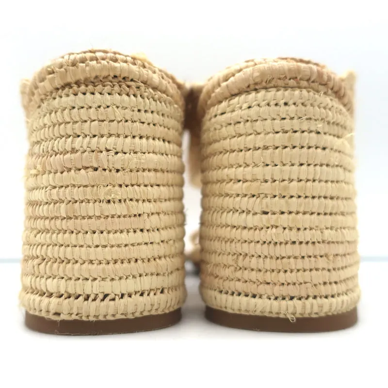 Carrie Forbes Salah Sandales en Rafia Naturel Taille 41 Mules à Talon Haut
