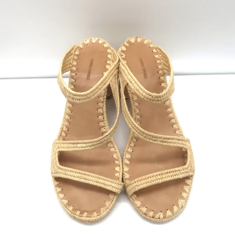 Carrie Forbes Salah Sandales en Rafia Naturel Taille 41 Mules à Talon Haut
