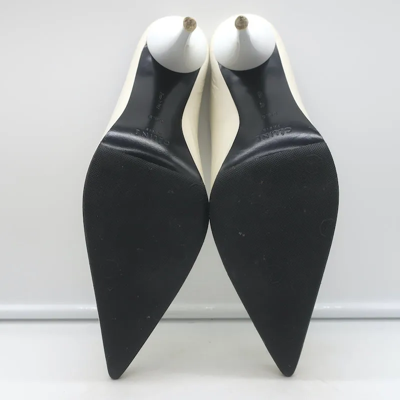 Mules Celine à bout pointu en cuir blanc taille 38.5