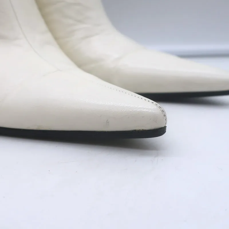 Mules Celine à bout pointu en cuir blanc taille 38.5