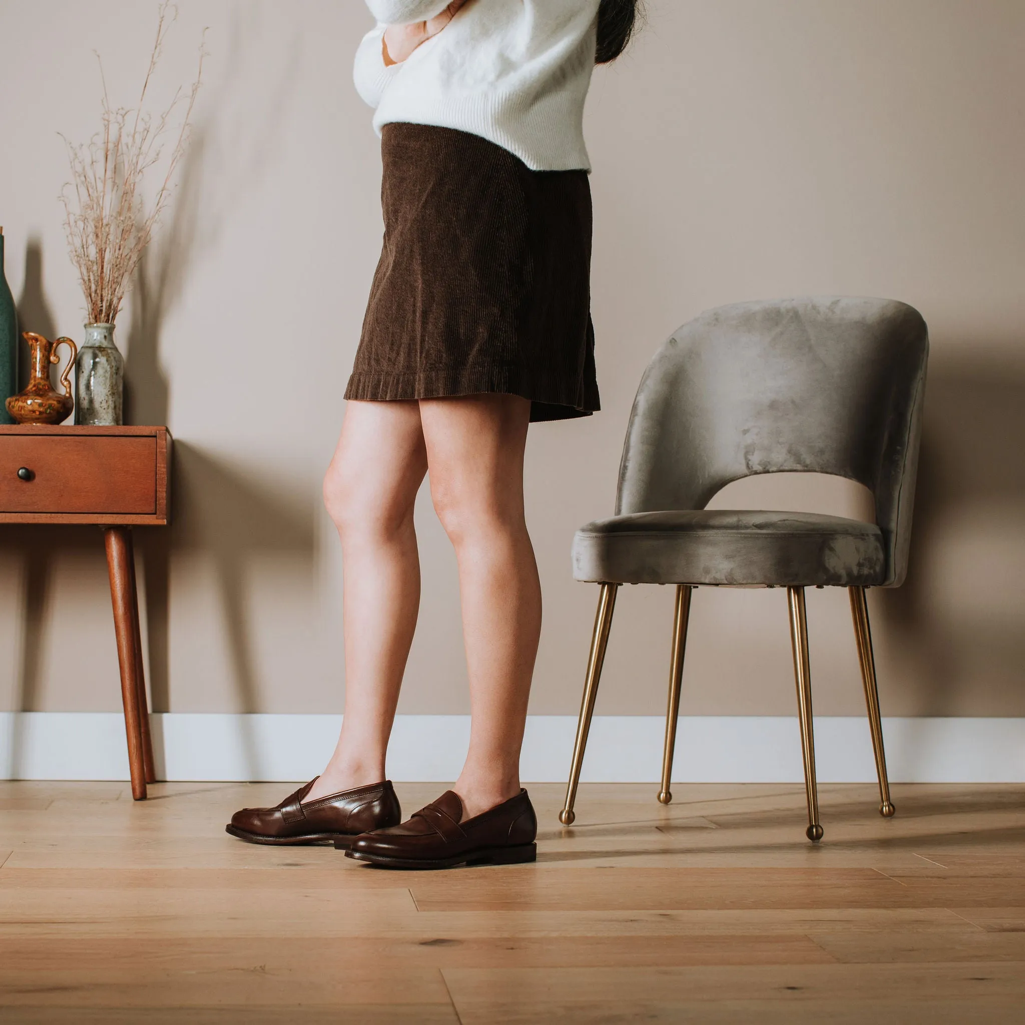 Clara Penny Loafer en Veau Tabac