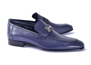 Mocassin Corrente en Veau Brunissage Marine