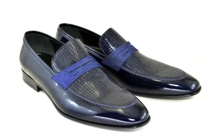 Corrente Mocassin en Cuir Verni Marine