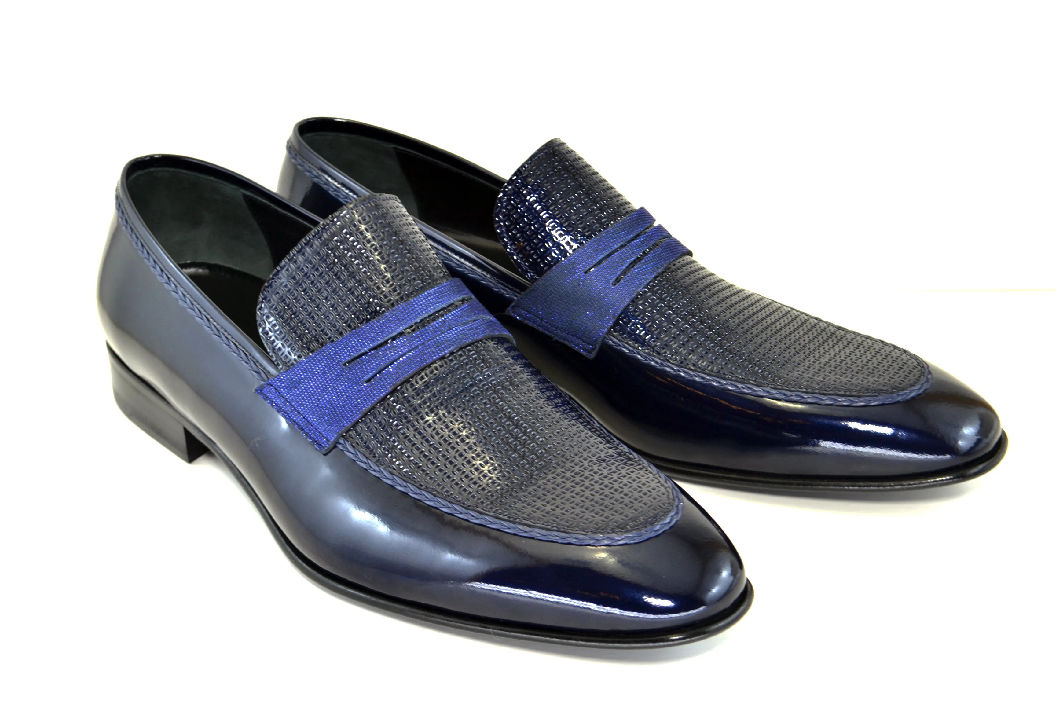 Corrente Mocassin en Cuir Verni Marine