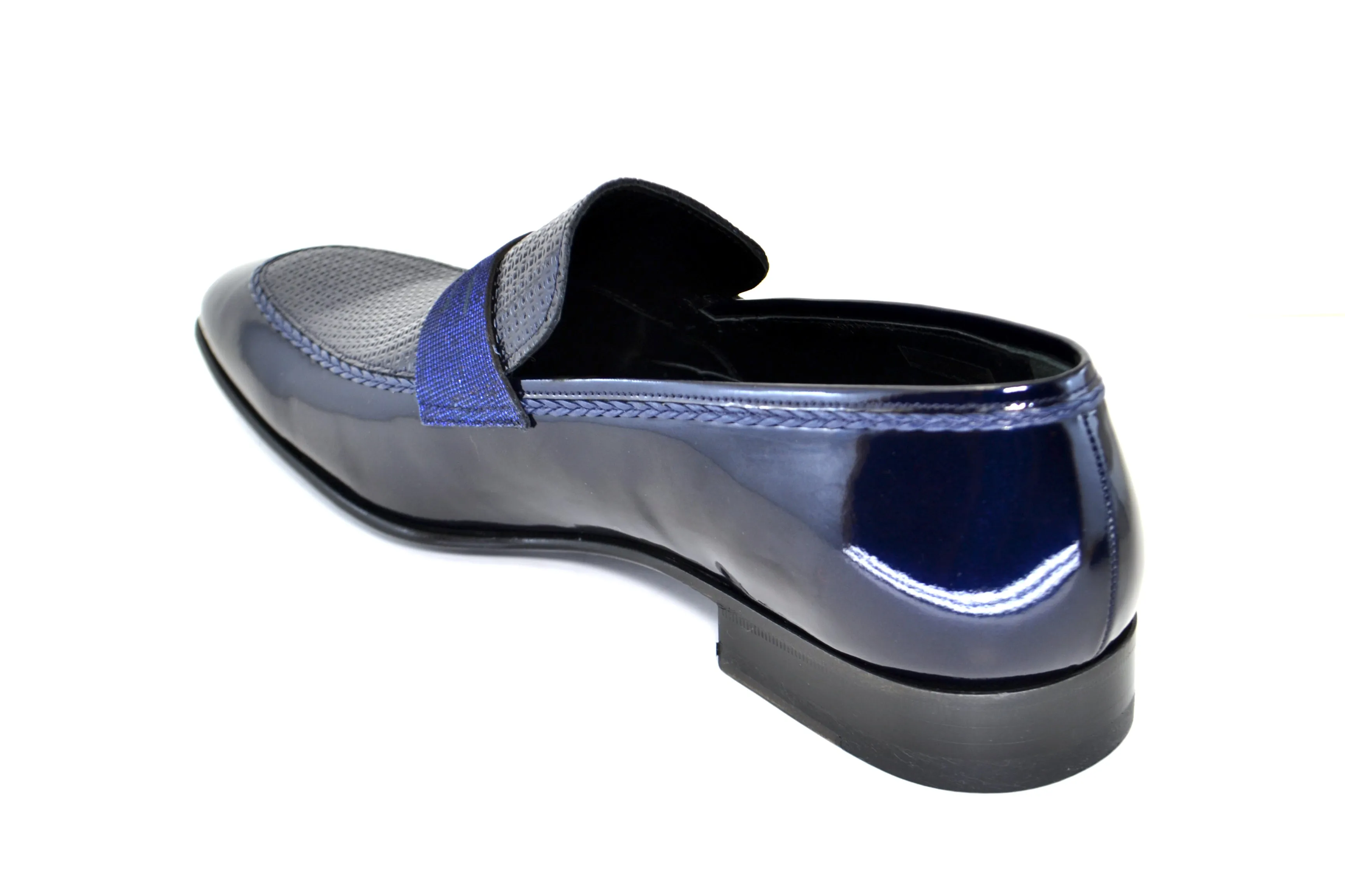 Corrente Mocassin en Cuir Verni Marine