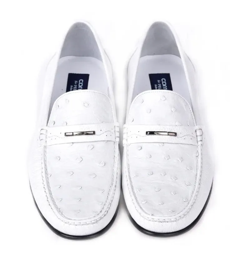Corrente Style 3898 Mocassin en Autruche Blanc