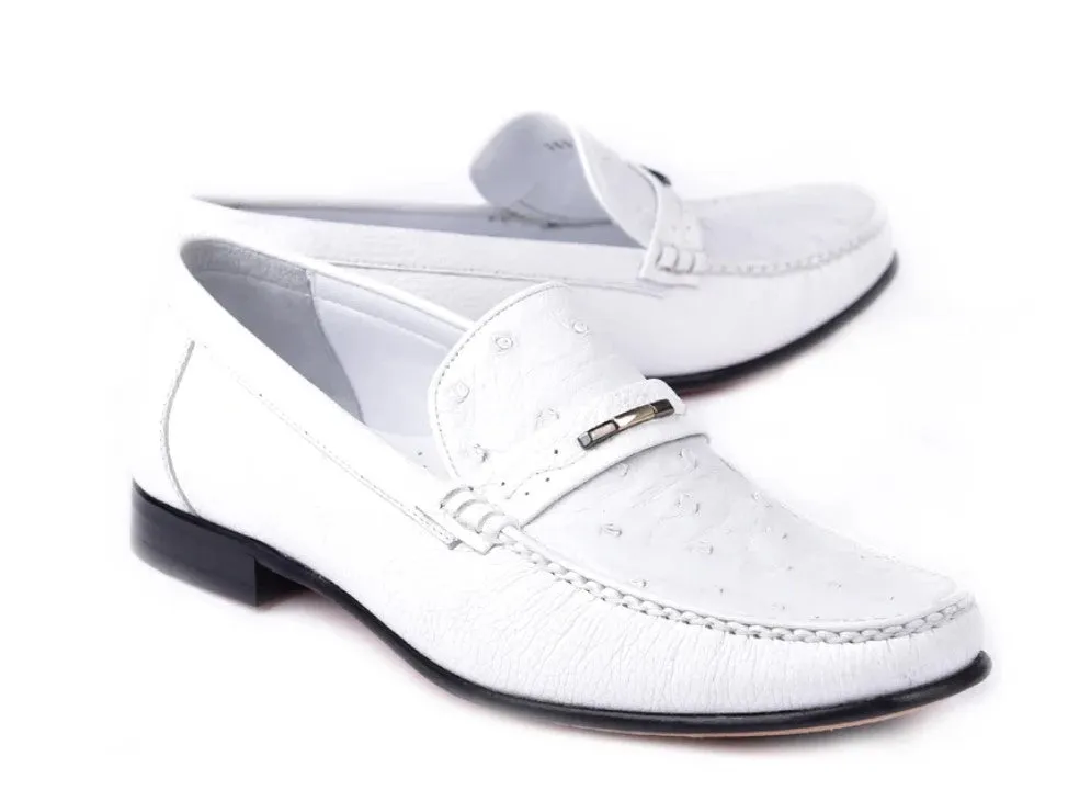 Corrente Style 3898 Mocassin en Autruche Blanc