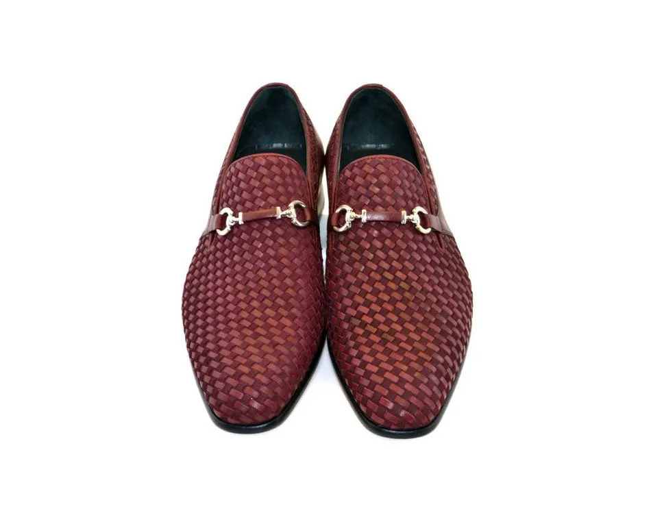 Corrente Chaussure d'intérieur en veau tissé et daim Bordeaux