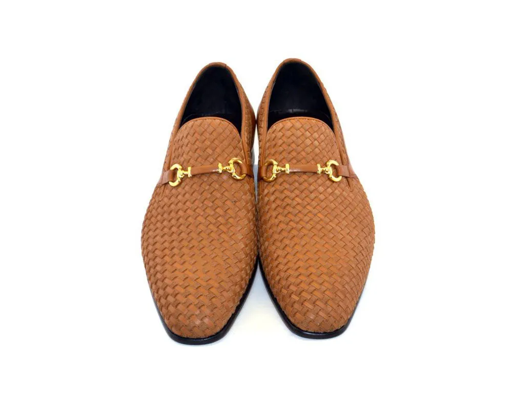 Chaussure Corrente en veau tissé et daim à enfiler - Beige