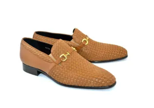 Chaussure Corrente en veau tissé et daim à enfiler - Beige