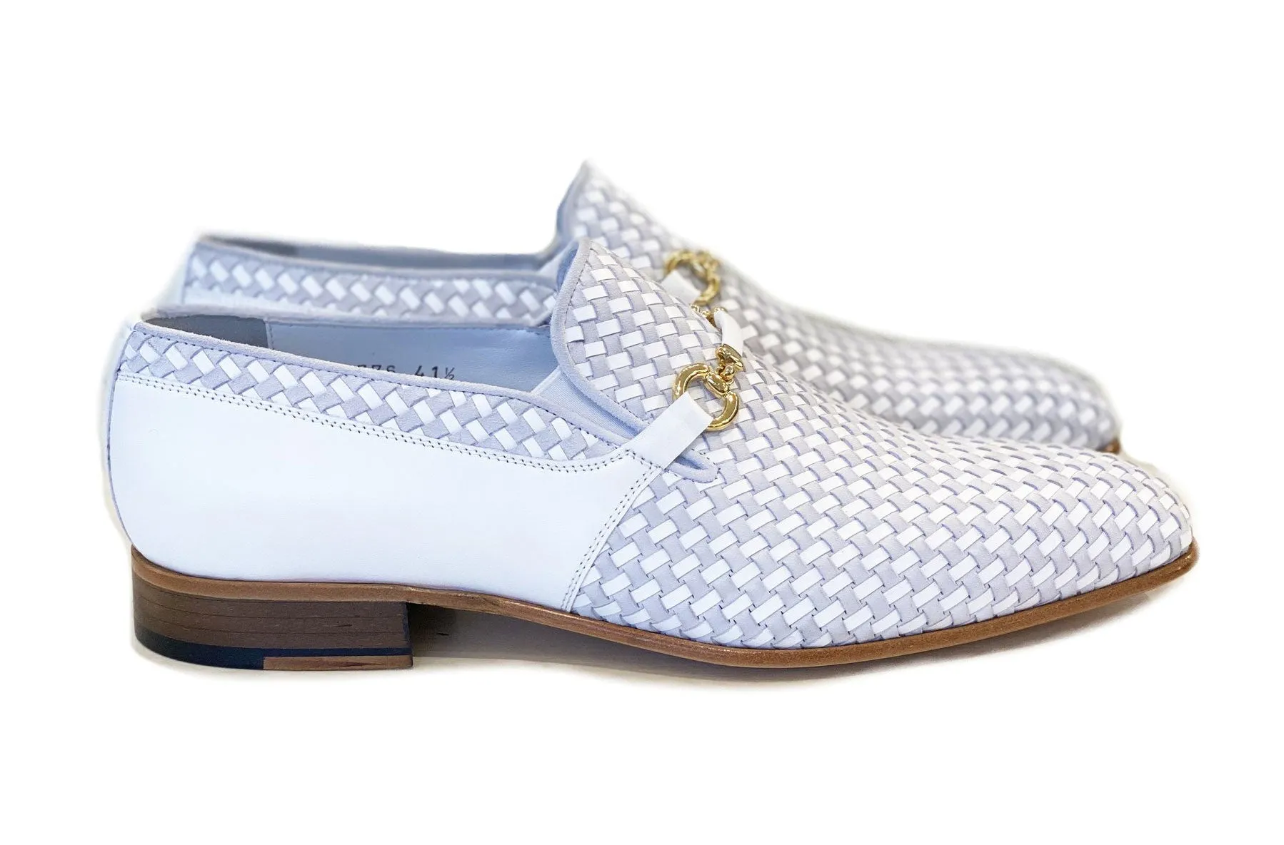Chaussure Corrente en veau tissé et daim à enfiler - Blanc