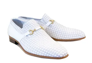Chaussure Corrente en veau tissé et daim à enfiler - Blanc