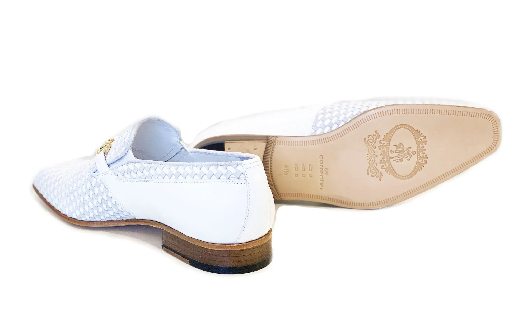 Chaussure Corrente en veau tissé et daim à enfiler - Blanc