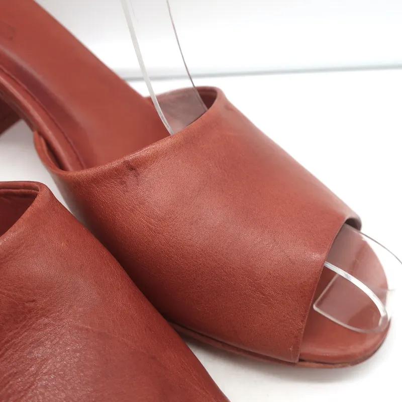 Cortana Juno Mules Brandy Cuir Rouge Taille 41.5 Sandales Ouvertes