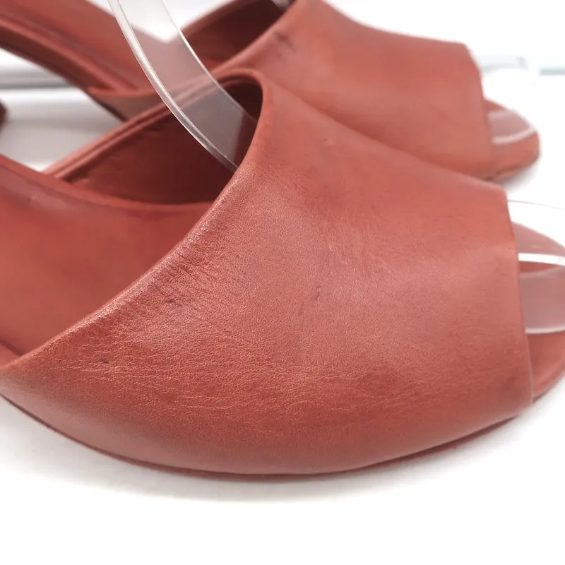 Cortana Juno Mules Brandy Cuir Rouge Taille 41.5 Sandales Ouvertes