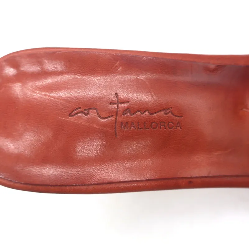 Cortana Juno Mules Brandy Cuir Rouge Taille 41.5 Sandales Ouvertes