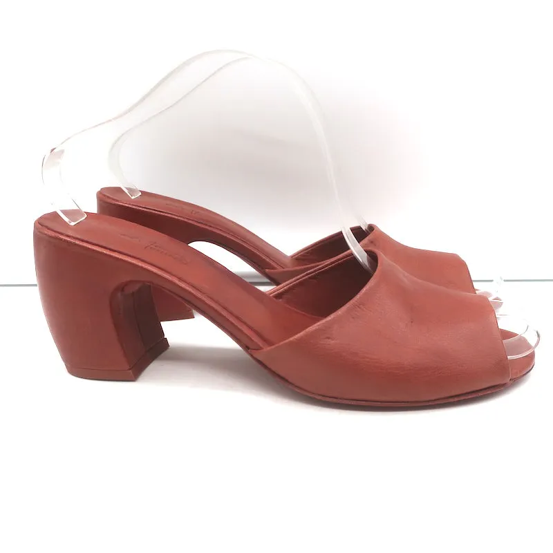 Cortana Juno Mules Brandy Cuir Rouge Taille 41.5 Sandales Ouvertes