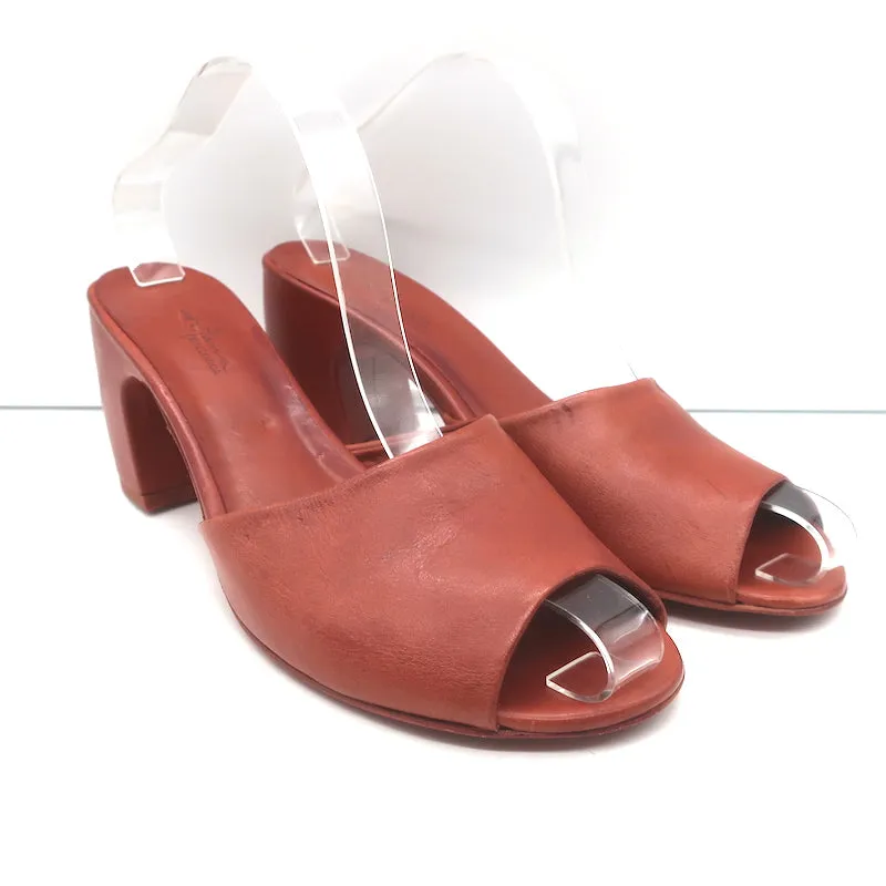 Cortana Juno Mules Brandy Cuir Rouge Taille 41.5 Sandales Ouvertes