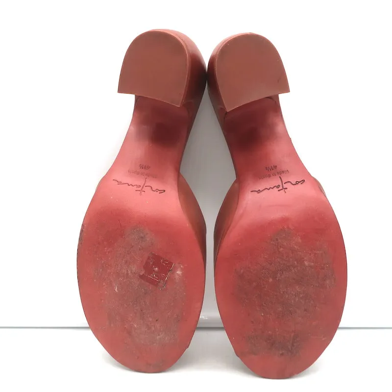 Cortana Juno Mules Brandy Cuir Rouge Taille 41.5 Sandales Ouvertes