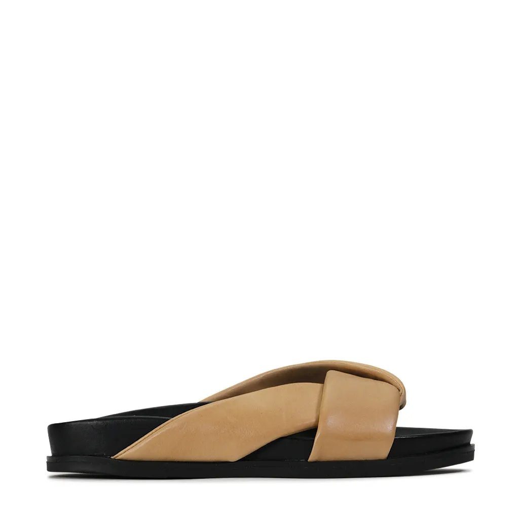 SANDALES SLIDE EN CUIR CROISÉ