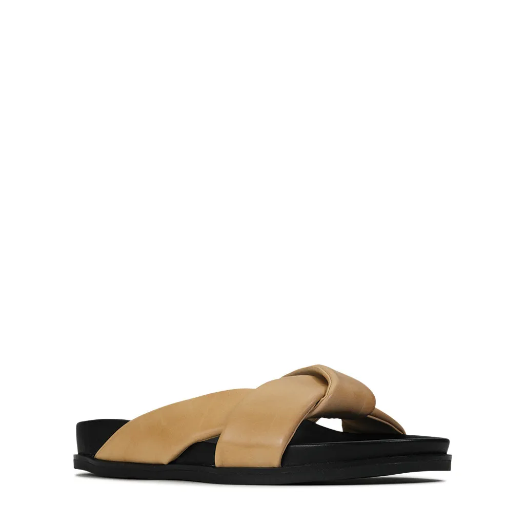 SANDALES SLIDE EN CUIR CROISÉ