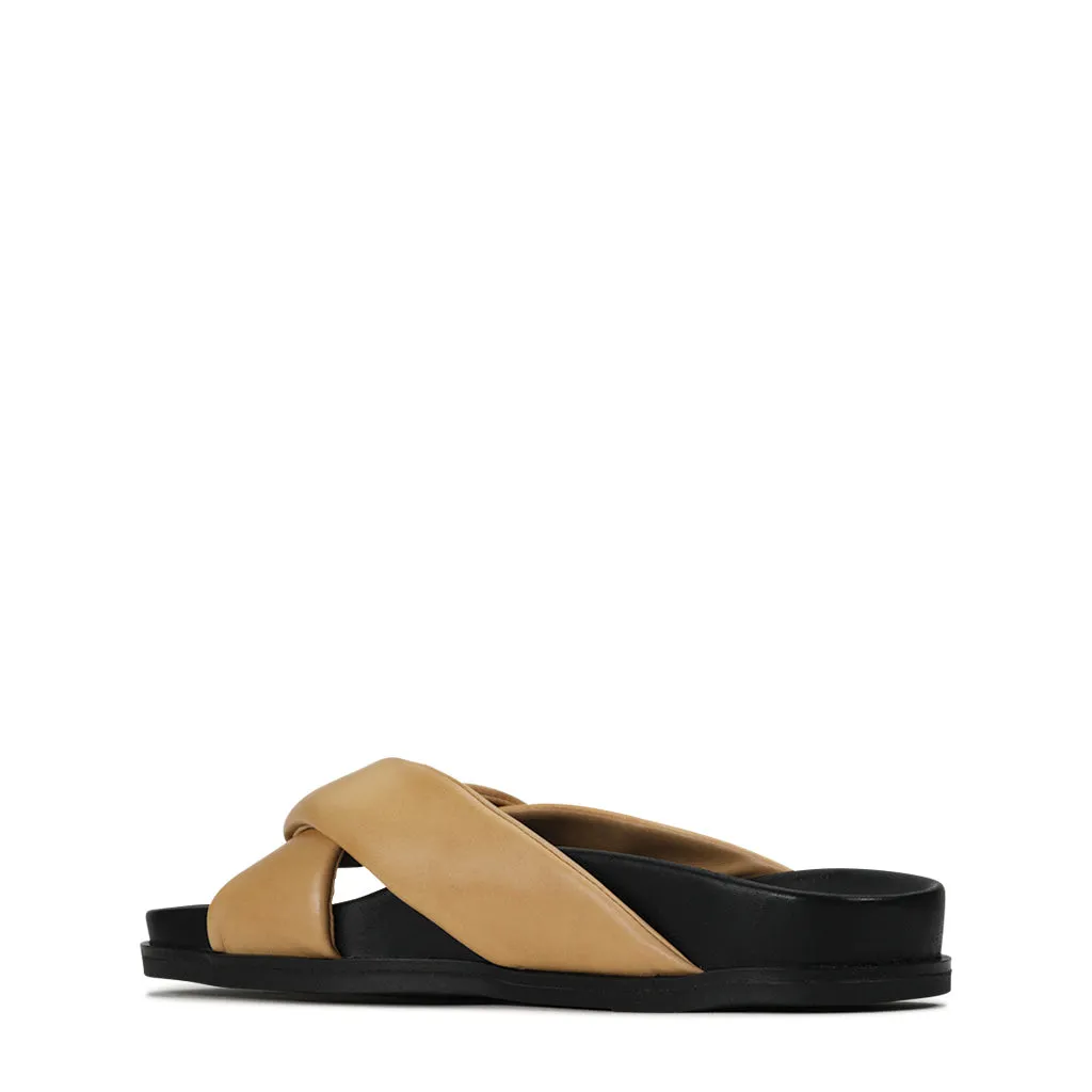 SANDALES SLIDE EN CUIR CROISÉ